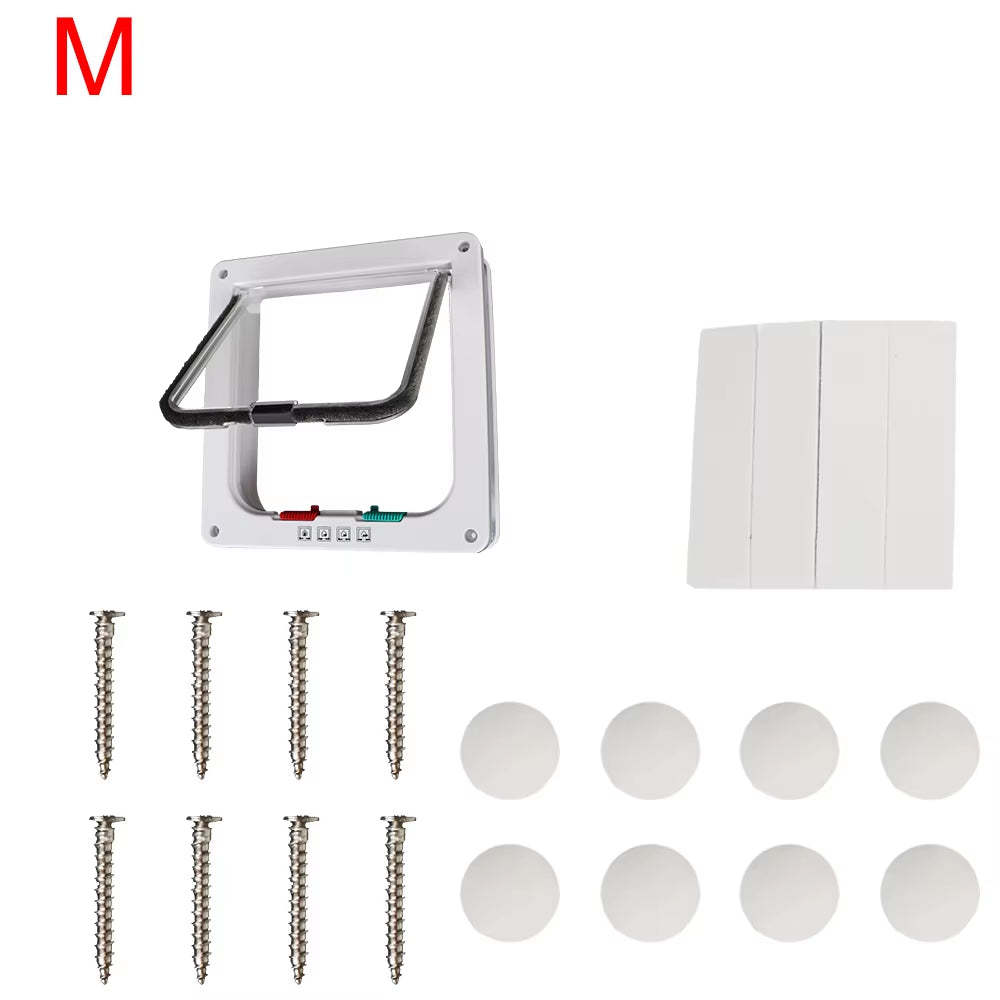 ABS Plastic with 4 Way Lock Security Flap Door Small Pet Supplies Cat Puppy Safety Gate for Dog Cat Kitten Dog Cat Flap Door