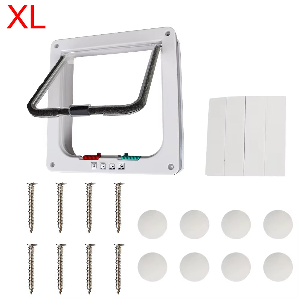 ABS Plastic with 4 Way Lock Security Flap Door Small Pet Supplies Cat Puppy Safety Gate for Dog Cat Kitten Dog Cat Flap Door