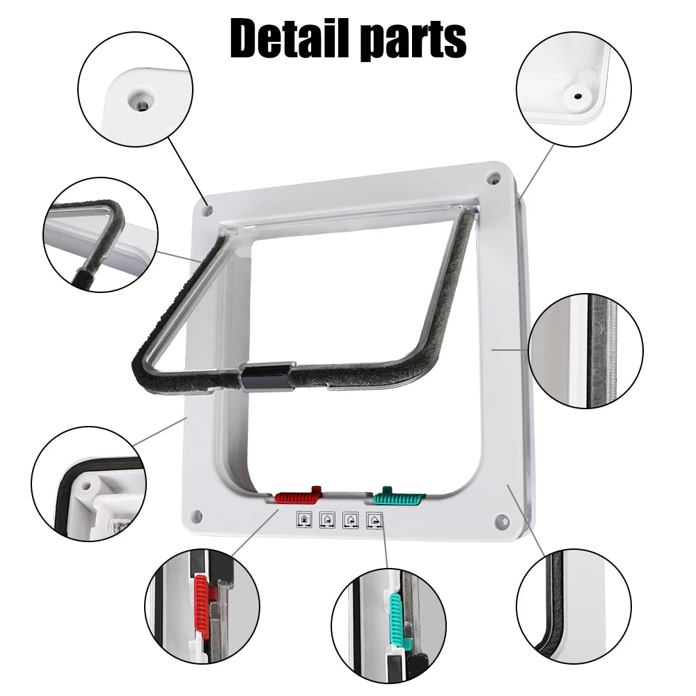 ABS Plastic with 4 Way Lock Security Flap Door Small Pet Supplies Cat Puppy Safety Gate for Dog Cat Kitten Dog Cat Flap Door