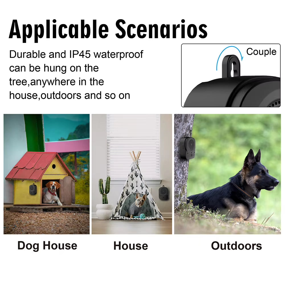 Ultrasonic Dog Barking Stop Device 4 Level Stop Barking Training Device 49FT Dog Deterrent for Small Medium Large Dogs