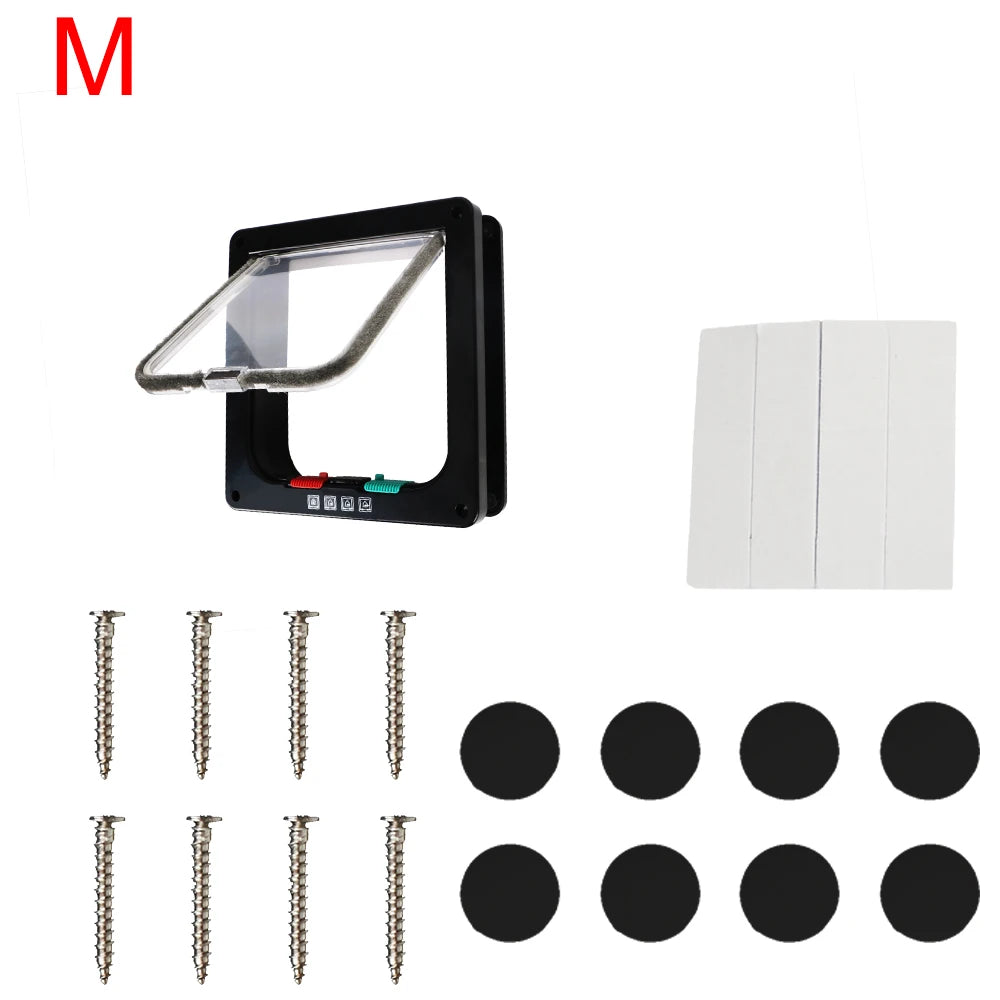 ABS Plastic with 4 Way Lock Security Flap Door Small Pet Supplies Cat Puppy Safety Gate for Dog Cat Kitten Dog Cat Flap Door