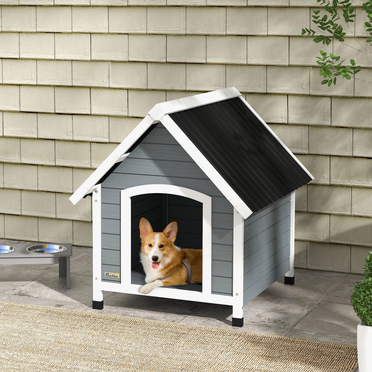 Outdoor Dog Kennel Wooden Dog House w/ Removable Floor, Anti-Corrosion Wood, for Medium Dogs, 75W x 88D x 82Hcm | PawHut-8