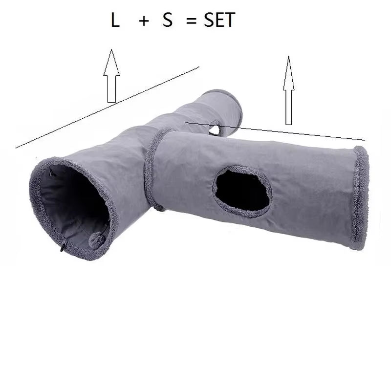 Collapsible Cat Tunnel Kitten Play Tube for Large Cats Dogs Bunnies with Ball Fun Cat Toys 2 Suede Peep Hole Pet Toys WF