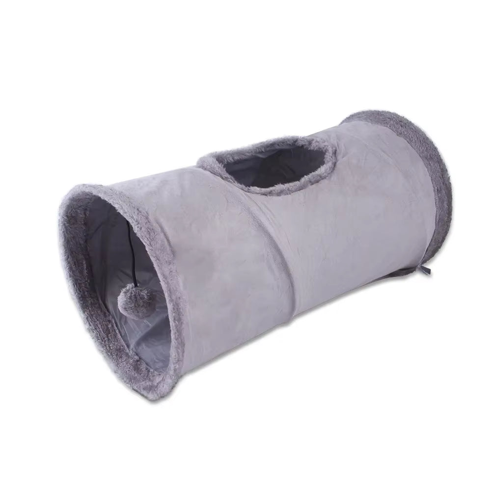 Collapsible Cat Tunnel Kitten Play Tube for Large Cats Dogs Bunnies with Ball Fun Cat Toys 2 Suede Peep Hole Pet Toys WF