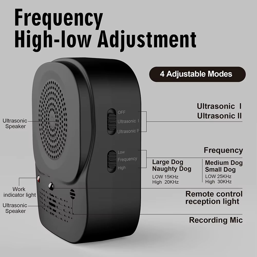 Ultrasonic Dog Barking Stop Device 4 Level Stop Barking Training Device 49FT Dog Deterrent for Small Medium Large Dogs