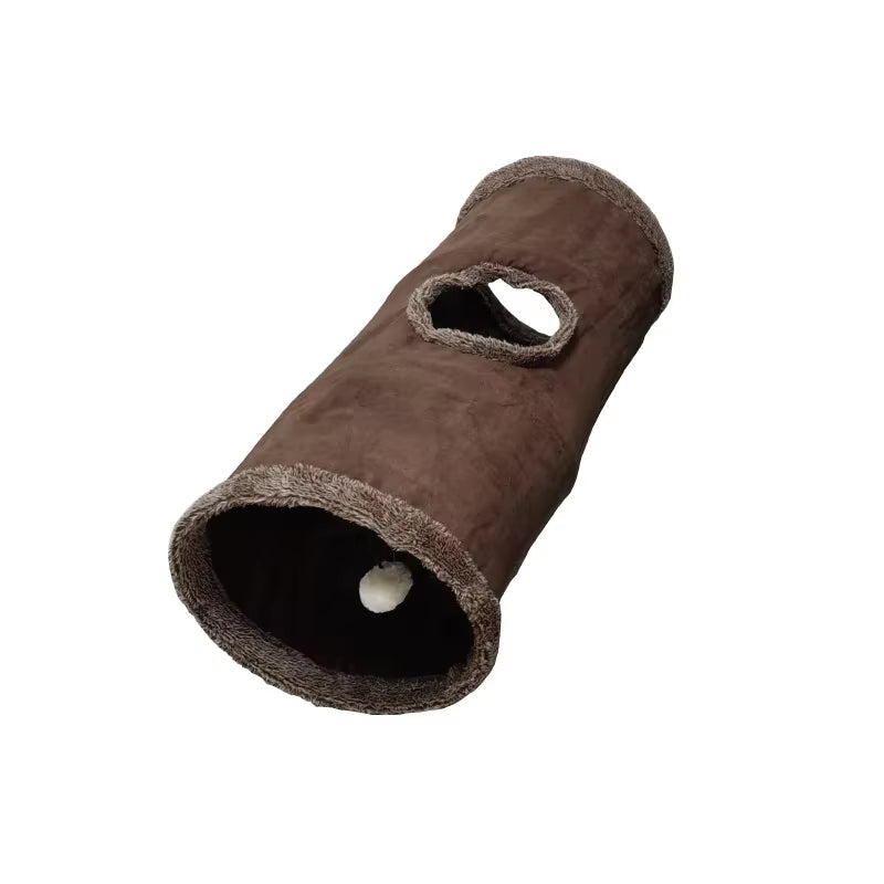 Collapsible Cat Tunnel Kitten Play Tube for Large Cats Dogs Bunnies with Ball Fun Cat Toys 2 Suede Peep Hole Pet Toys WF