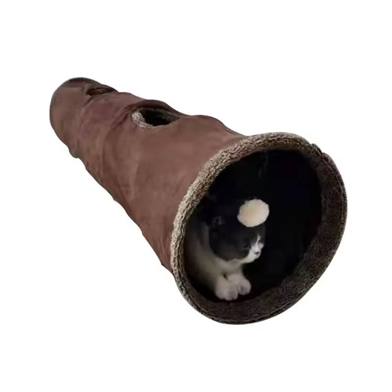 Collapsible Cat Tunnel Kitten Play Tube for Large Cats Dogs Bunnies with Ball Fun Cat Toys 2 Suede Peep Hole Pet Toys WF