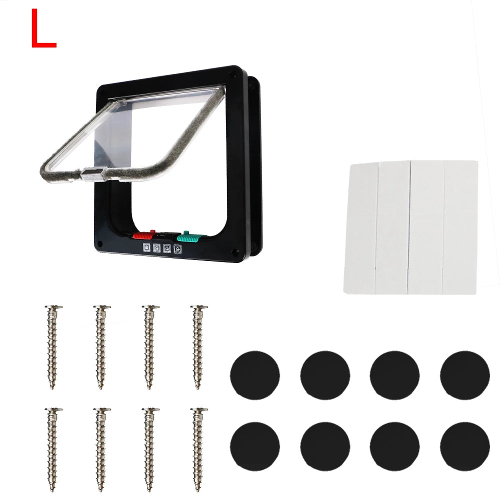 ABS Plastic with 4 Way Lock Security Flap Door Small Pet Supplies Cat Puppy Safety Gate for Dog Cat Kitten Dog Cat Flap Door