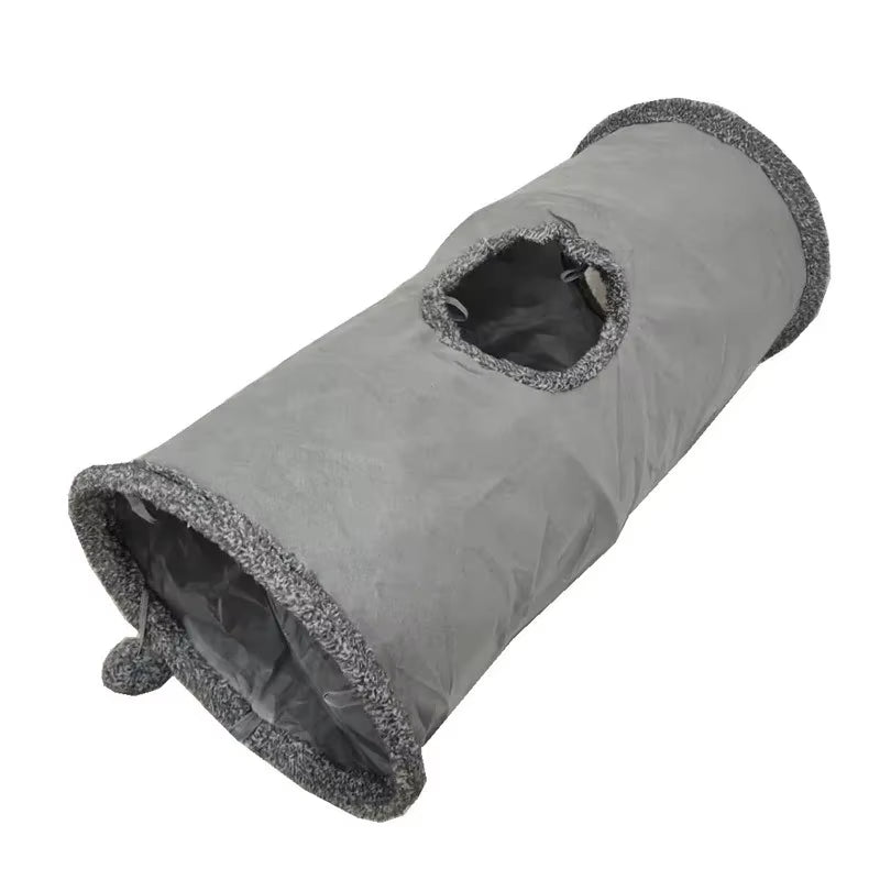 Collapsible Cat Tunnel Kitten Play Tube for Large Cats Dogs Bunnies with Ball Fun Cat Toys 2 Suede Peep Hole Pet Toys WF