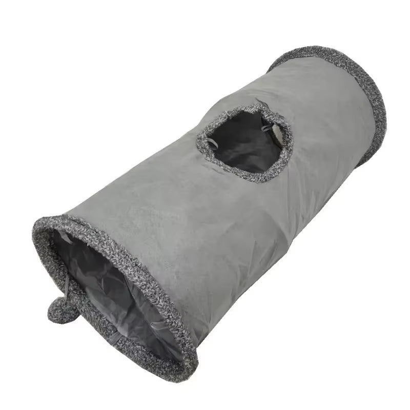 Collapsible Cat Tunnel Kitten Play Tube for Large Cats Dogs Bunnies with Ball Fun Cat Toys 2 Suede Peep Hole Pet Toys WF