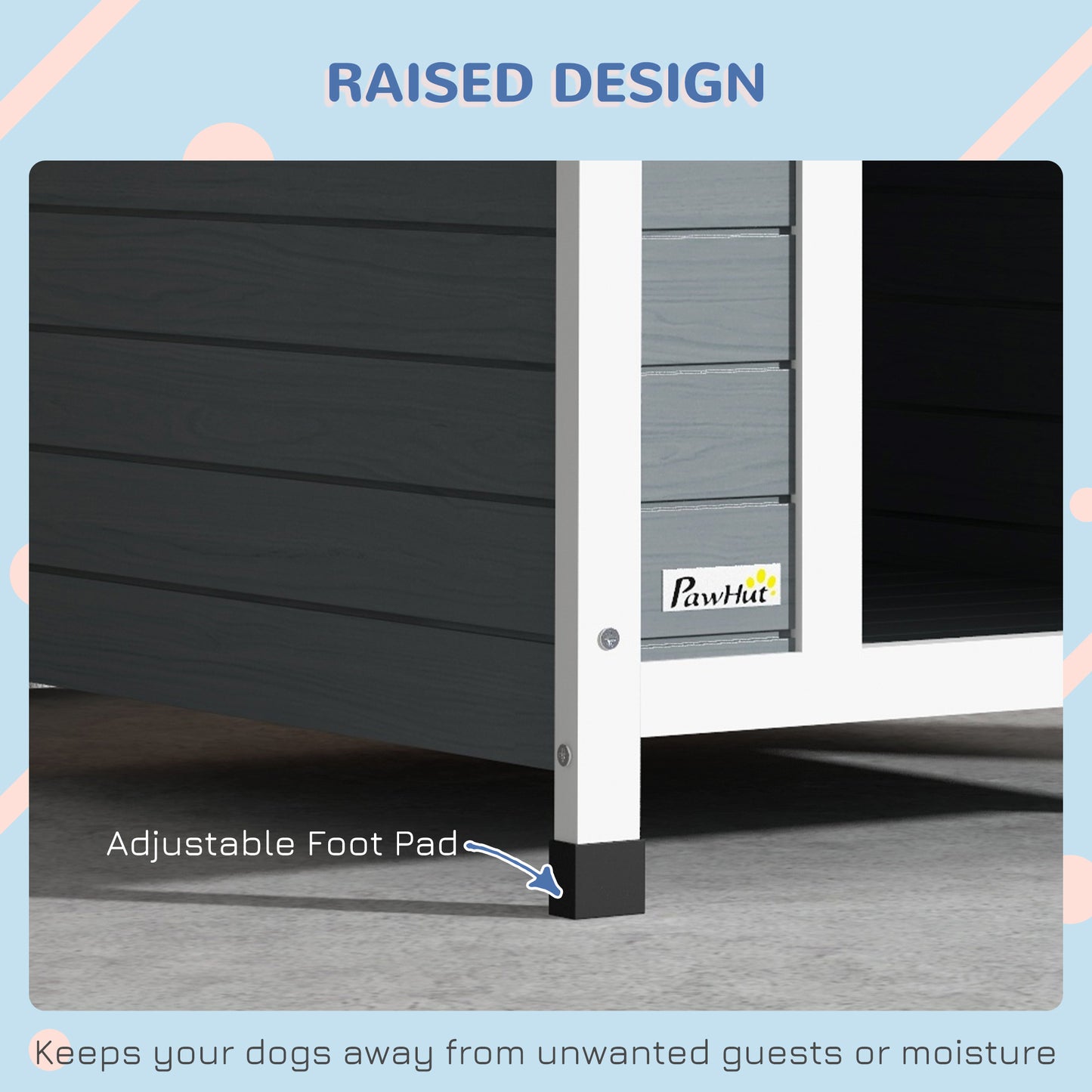 Outdoor Dog Kennel Wooden Dog House w/ Removable Floor, Anti-Corrosion Wood, for Medium Dogs, 75W x 88D x 82Hcm | PawHut-5