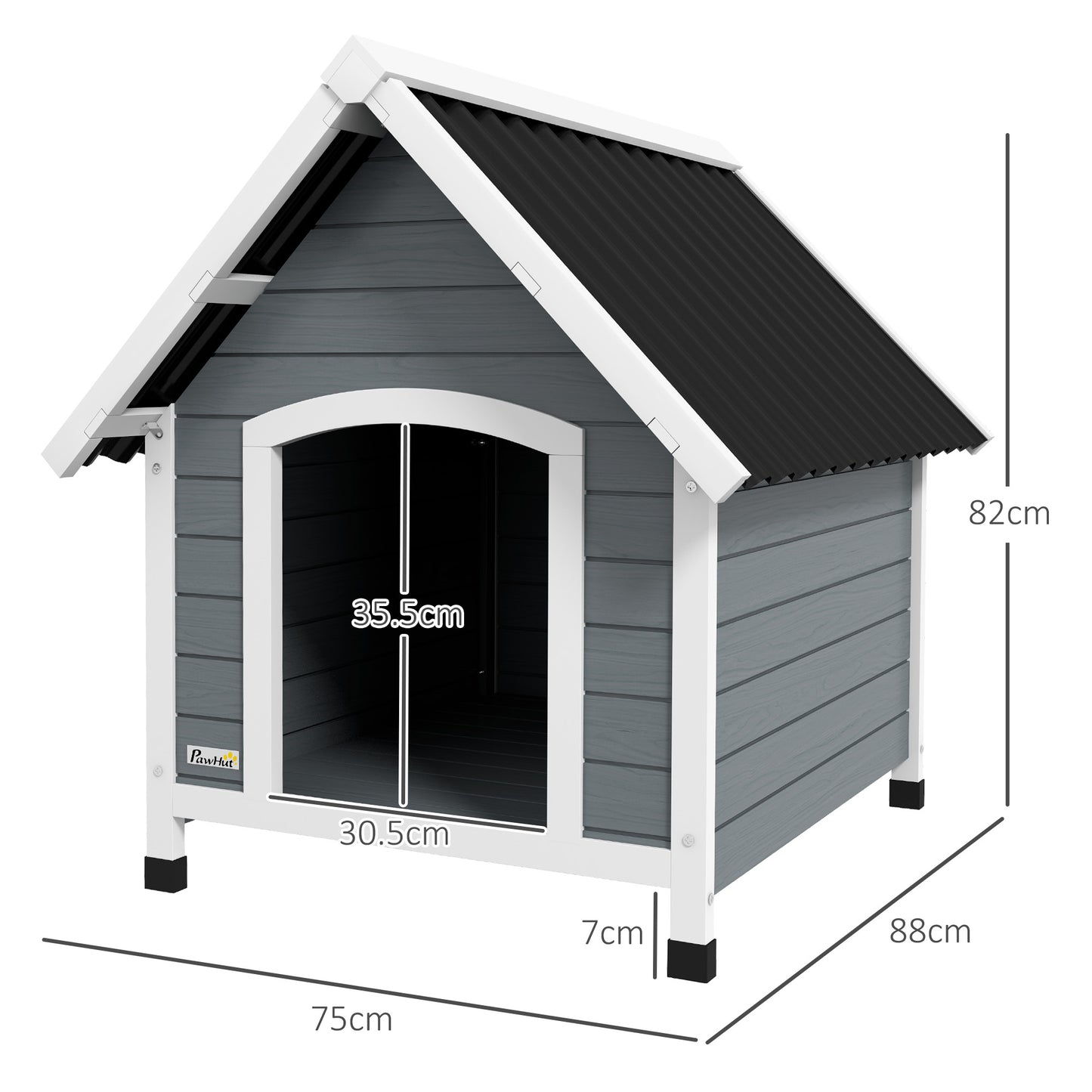 Outdoor Dog Kennel Wooden Dog House w/ Removable Floor, Anti-Corrosion Wood, for Medium Dogs, 75W x 88D x 82Hcm | PawHut-1