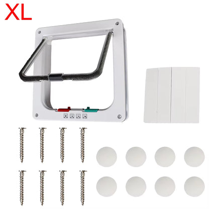 ABS Plastic with 4 Way Lock Security Flap Door Small Pet Supplies Cat Puppy Safety Gate for Dog Cat Kitten Dog Cat Flap Door