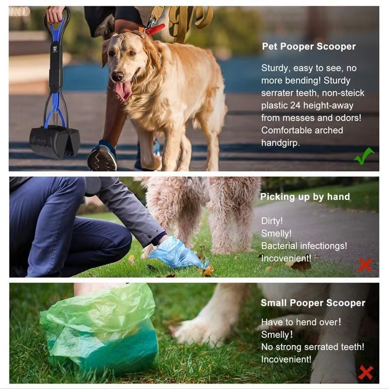 Pet Dog Long Handle Pet Pooper Scooper Dog Cat Waste Picker Jaw Poop Scoop Pick up Clean Waste Cleaning Tools Pet Supplies