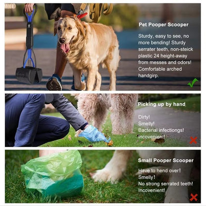 Pet Dog Long Handle Pet Pooper Scooper Dog Cat Waste Picker Jaw Poop Scoop Pick up Clean Waste Cleaning Tools Pet Supplies