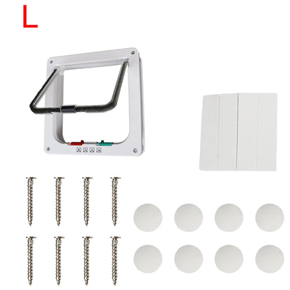 ABS Plastic with 4 Way Lock Security Flap Door Small Pet Supplies Cat Puppy Safety Gate for Dog Cat Kitten Dog Cat Flap Door