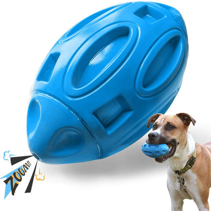Durable Rubber Squeaky Rugby Dog Ball-0