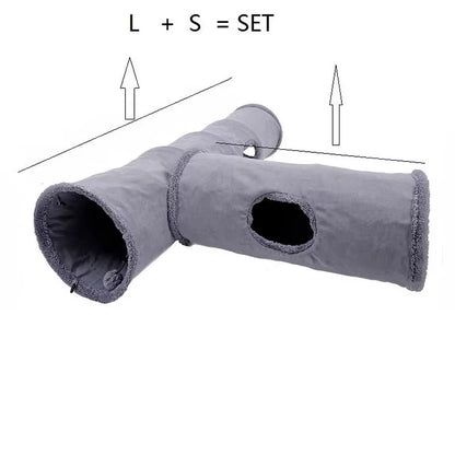 Collapsible Cat Tunnel Kitten Play Tube for Large Cats Dogs Bunnies with Ball Fun Cat Toys 2 Suede Peep Hole Pet Toys WF