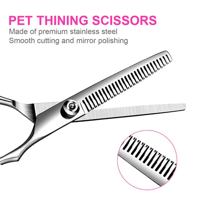 4Pcs Dog Grooming Scissors with Safety round Tip-Stainless Steel Set for Precise Trimming and Shaping Ideal for All Breeds