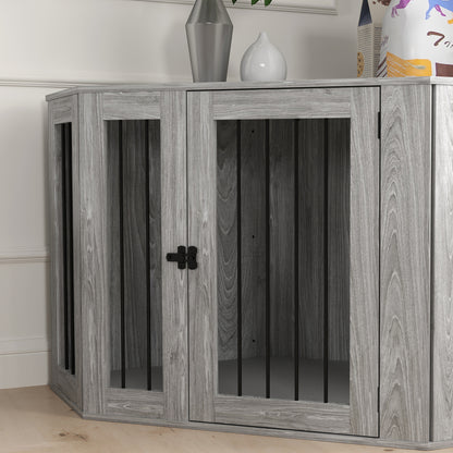 2 in 1 Dog Crate with Side Table, Cushion, 122 x 61 x 71cm in Grey by PawHut-6