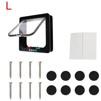 ABS Plastic with 4 Way Lock Security Flap Door Small Pet Supplies Cat Puppy Safety Gate for Dog Cat Kitten Dog Cat Flap Door